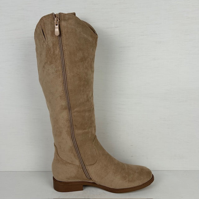 Suèdine laarzen met lage hak beige