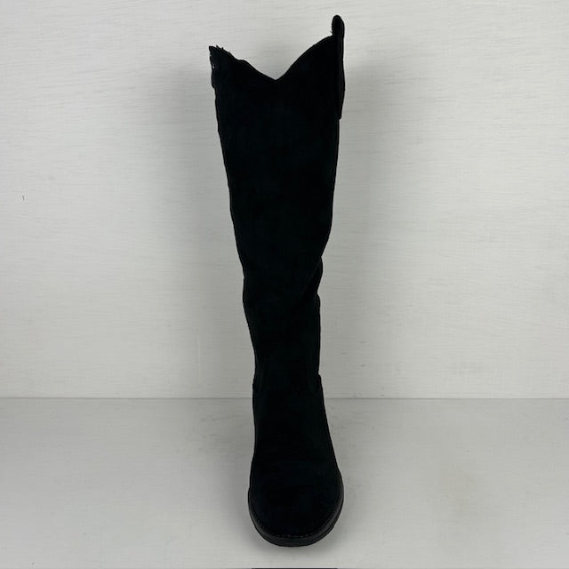 Suèdine laarzen met lage hak zwart