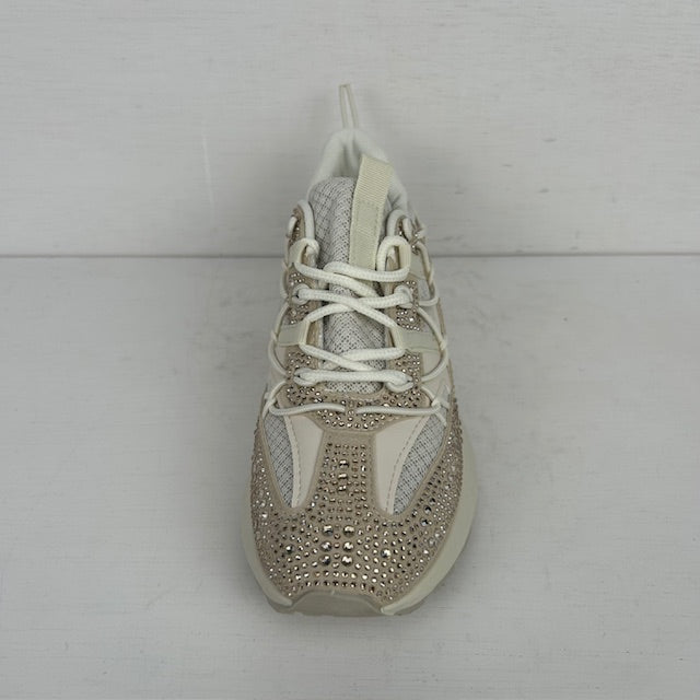 Sneakers met shiny details beige