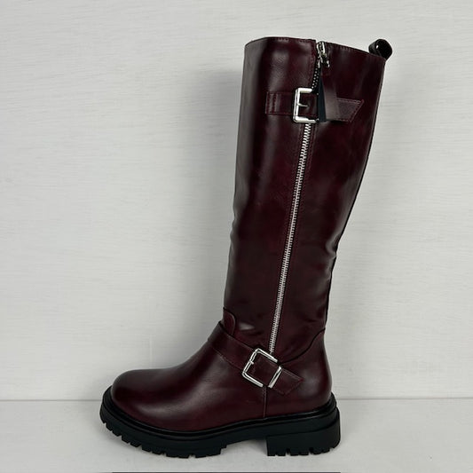 Leatherlook laarzen met leuke afwerking rood