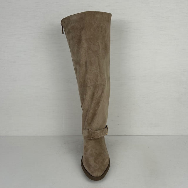 Hoge suèdine cowboylaarzen met leuke flap taupe