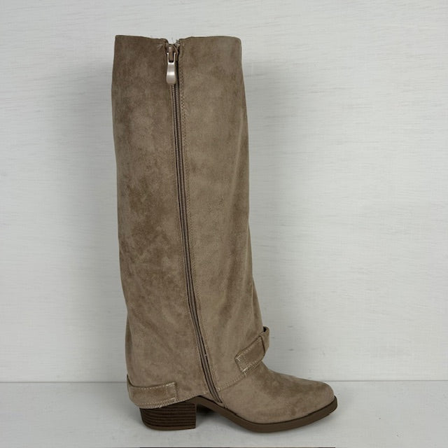Hoge suèdine cowboylaarzen met leuke flap taupe