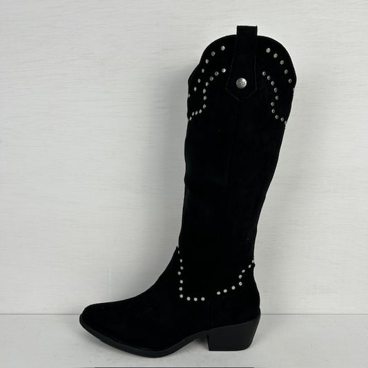 Suèdine cowboylaarzen met studs zwart