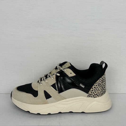 POSH by Poelman sneakers zwart met beige combinatie