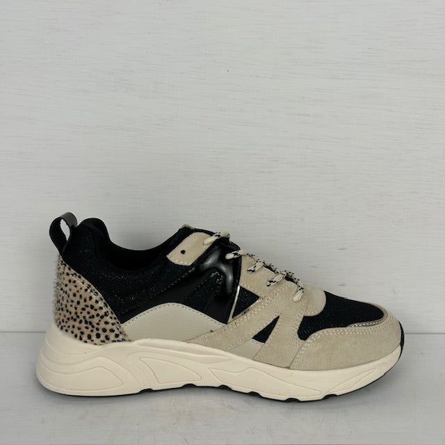 POSH by Poelman sneakers zwart met beige combinatie