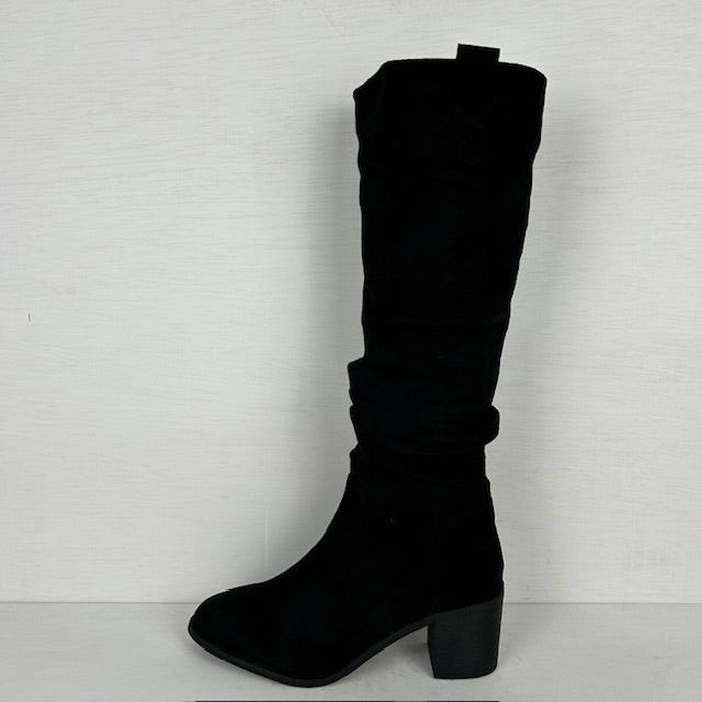 Hoge suèdine laarzen met stevige hak zwart