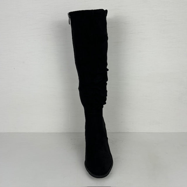 Hoge suèdine laarzen met stevige hak zwart