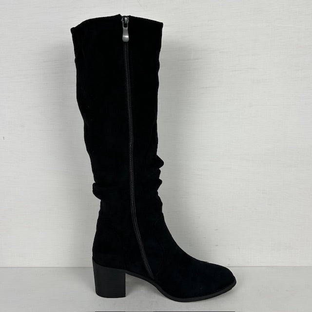 Hoge suèdine laarzen met stevige hak zwart