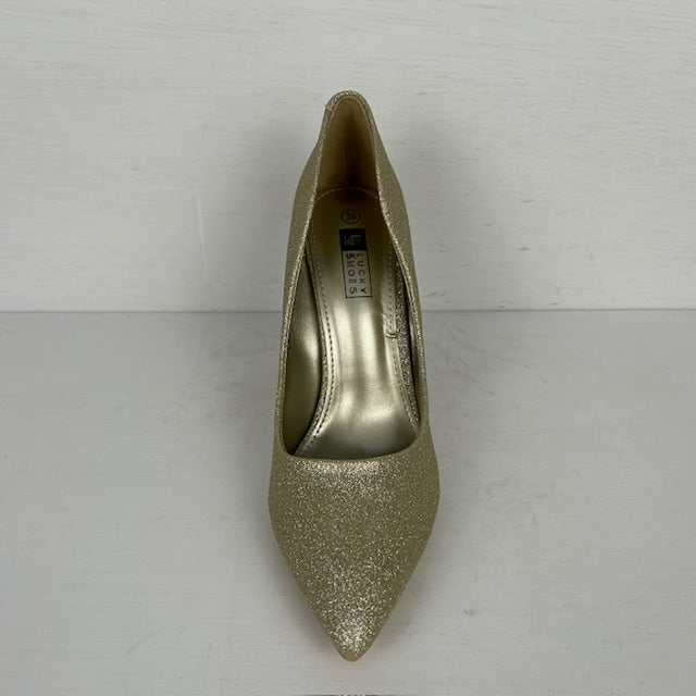 Pumps met glitters goud