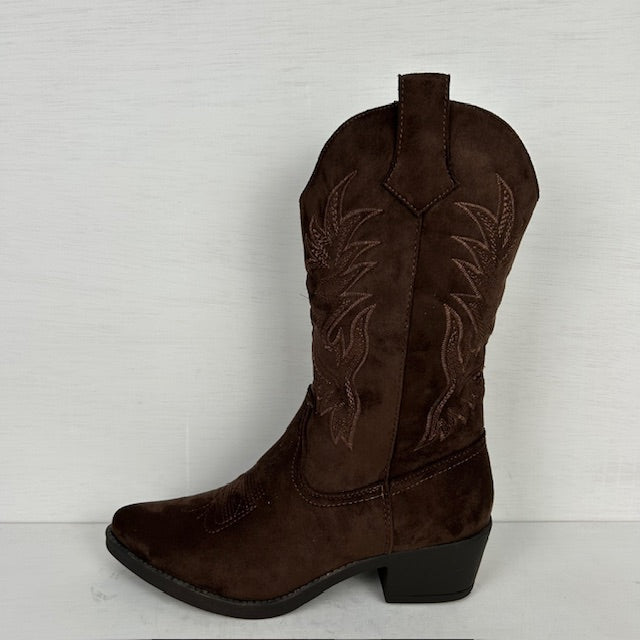 Suèdine cowboylaars met stiksel bruin