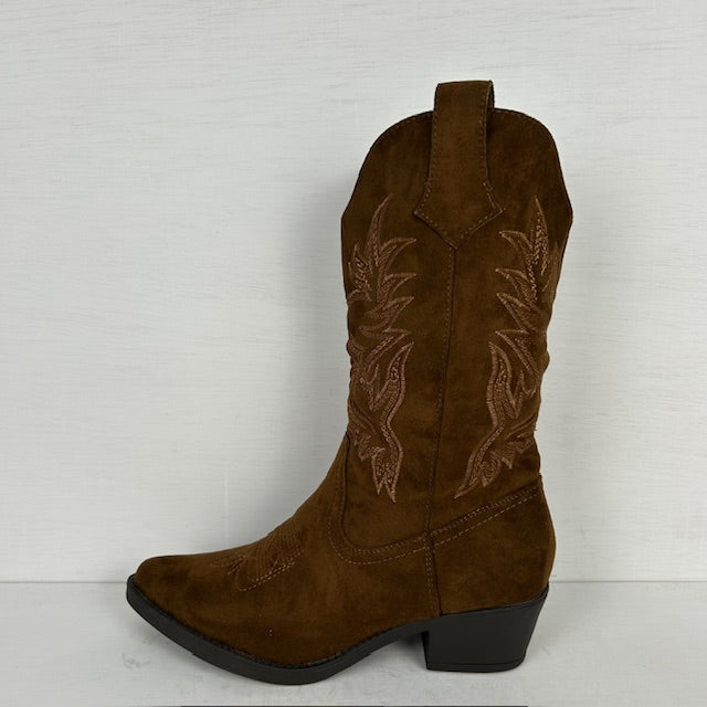 Suèdine cowboylaars met stiksel lichtbruin