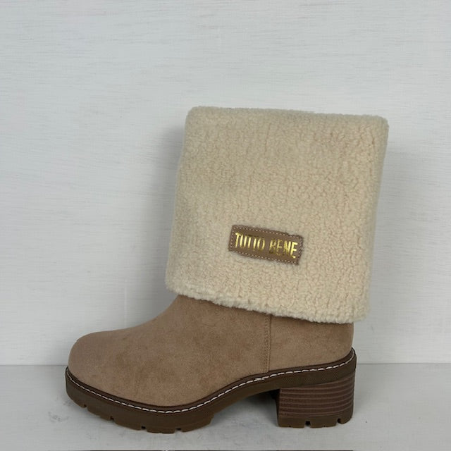 Suèdine laarzen met teddy beige