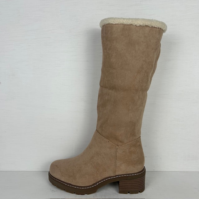 Suèdine laarzen met teddy beige