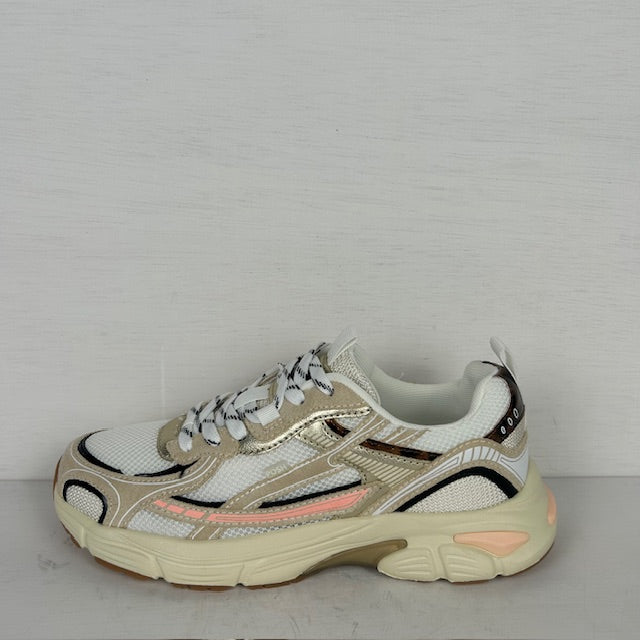 Posh by Poelman trendy sneakers white with gold combination