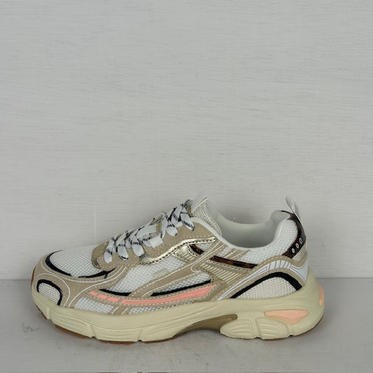 Posh by Poelman trendy sneakers white with gold combination