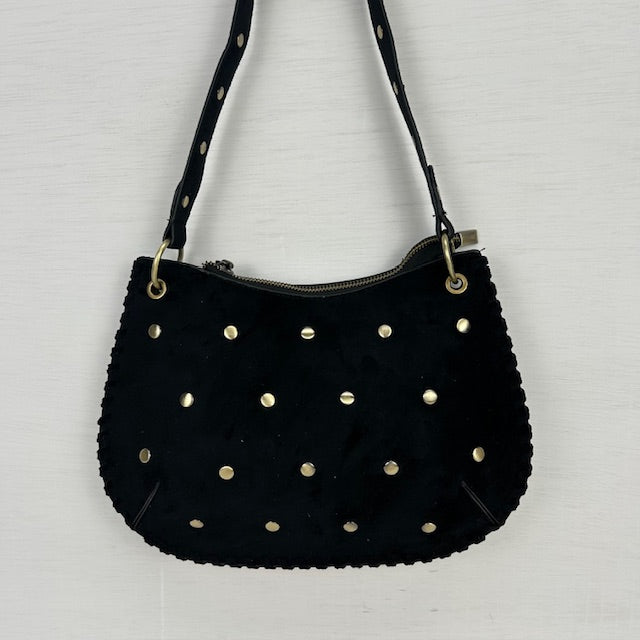 Suèdine schoudertasje met studs zwart