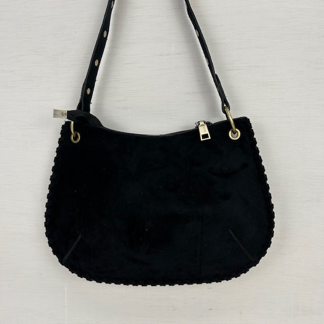 Suèdine schoudertasje met studs zwart
