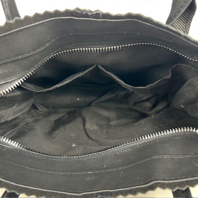 Mini shopper met teddy randje zwart