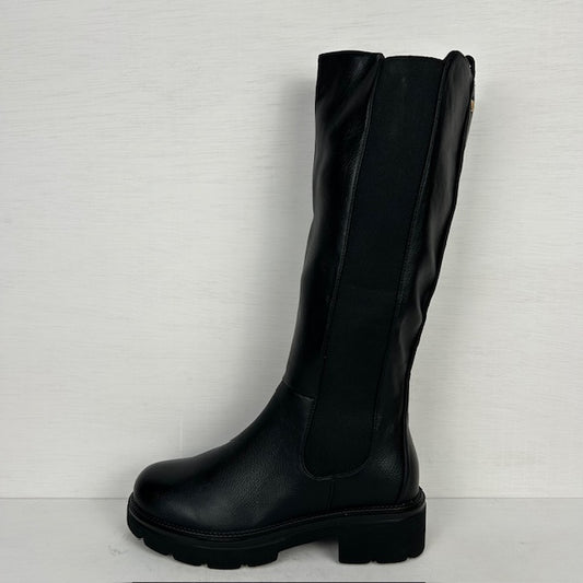 Leatherlook laarzen met elastiek zwart