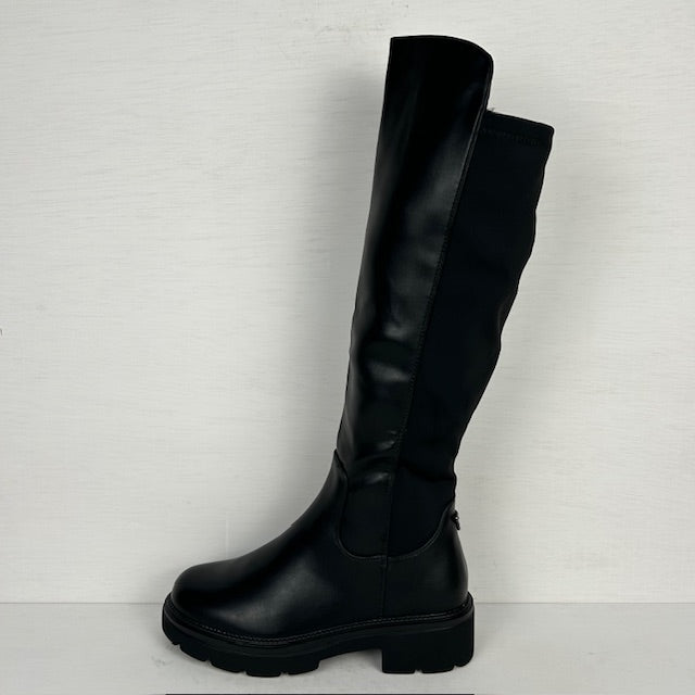 Leatherlook laarzen met metallic detail zwart