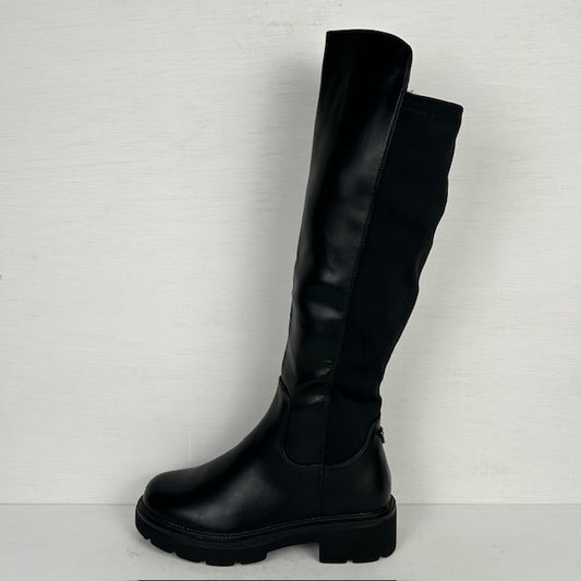 Leatherlook laarzen met metallic detail zwart