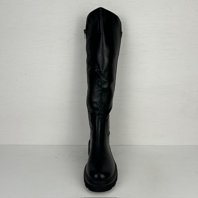 Leatherlook laarzen met metallic detail zwart