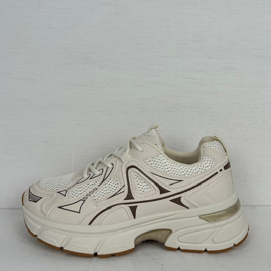 Sneakers met sportieve look beige