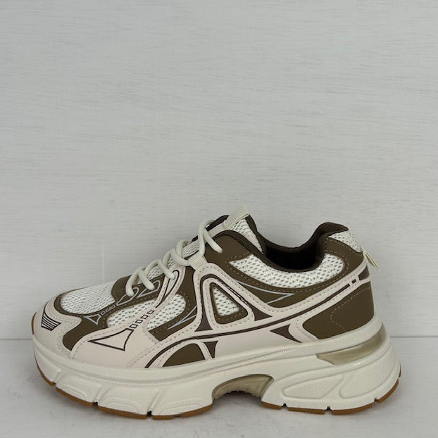 Sneakers met sportieve look beige bruin