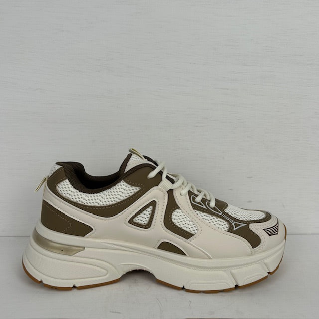 Sneakers met sportieve look beige bruin