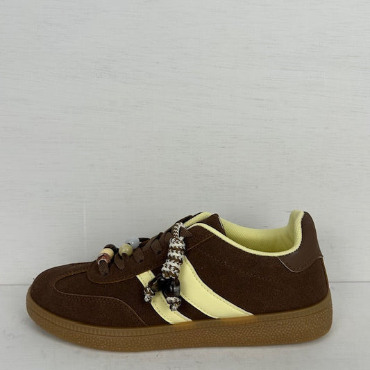 Retro sneakers met leuke details bruin