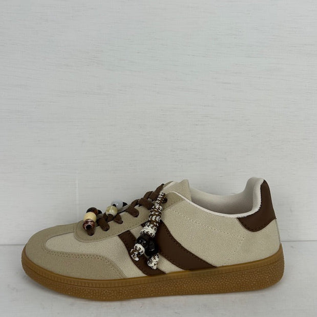 Retro sneakers met leuke details khaki