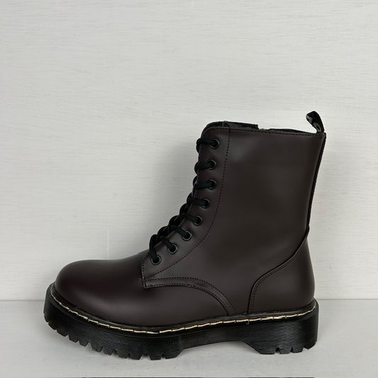 Veterboots met stoere zool donkerbruin