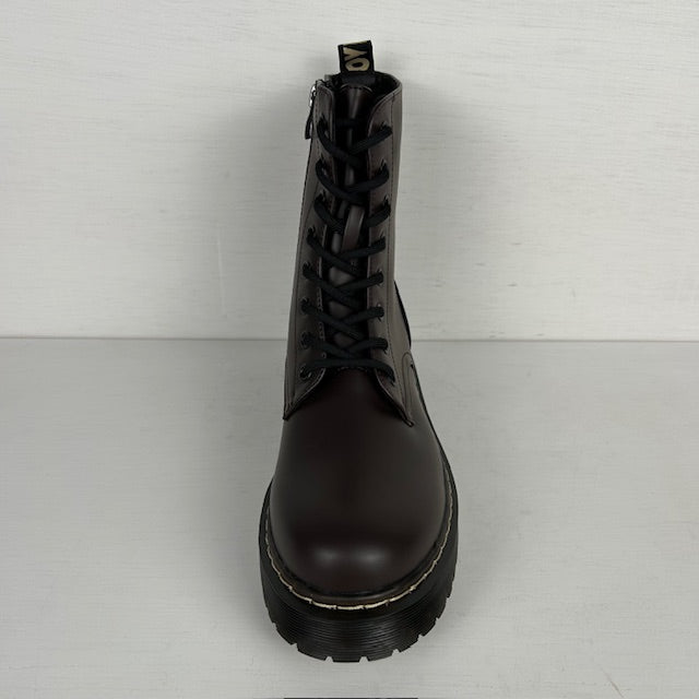 Veterboots met stoere zool donkerbruin