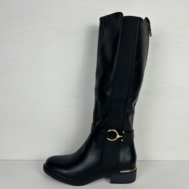 Laarzen met elastiek en gouden details zwart