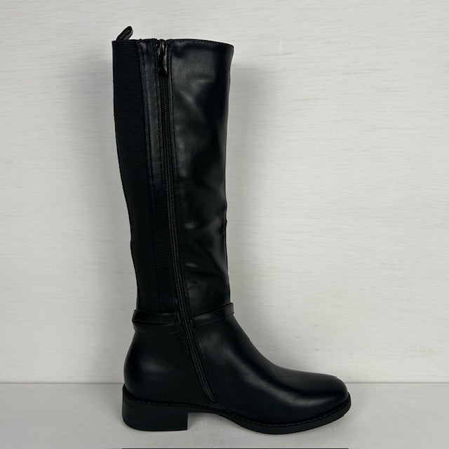 Laarzen met elastiek en leuk gespje zwart