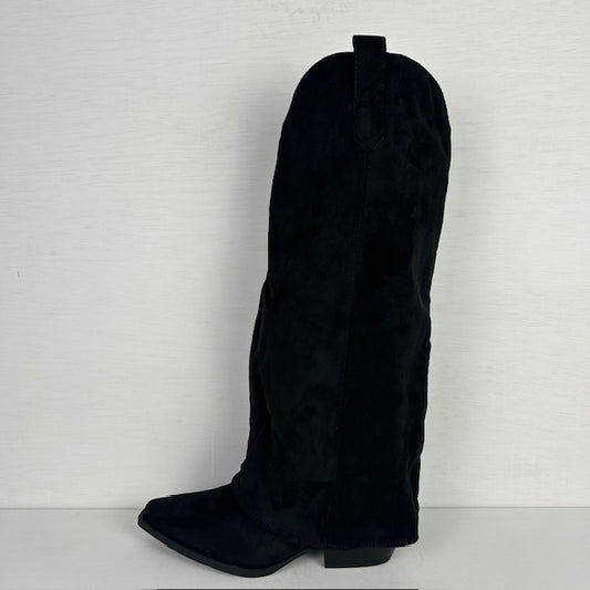 Suèdine cowboylaarzen met flap zwart