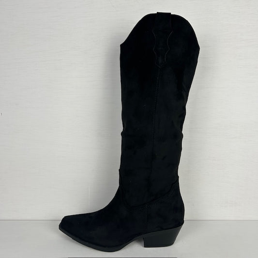 Leuke hoge suèdine cowboylaarzen zwart