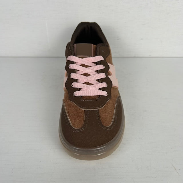 Leuke retro sneakers bruin roze