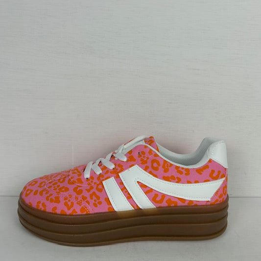 Trendy retro sneakers panter roze