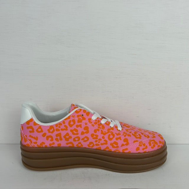 Trendy retro sneakers panter roze