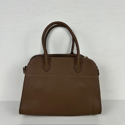 Leatherlook handtas met gespjes bruin