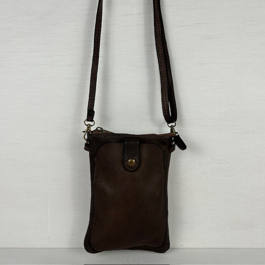 Real leather gaaf telefoontasje bruin