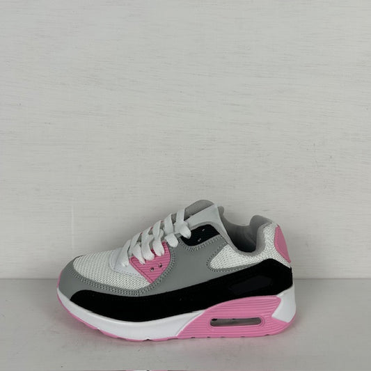 Kids gave air sneakers white grey pink