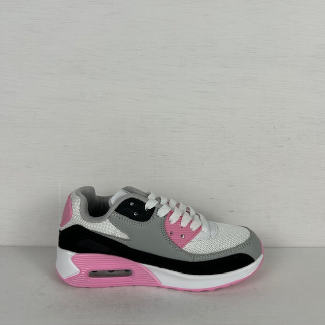 Kids gave air sneakers white grey pink