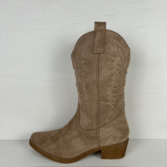 Suèdine cowboylaarzen met gaaf design khaki