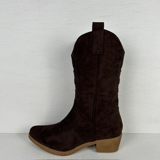 Suèdine cowboylaarzen met gaaf design bruin