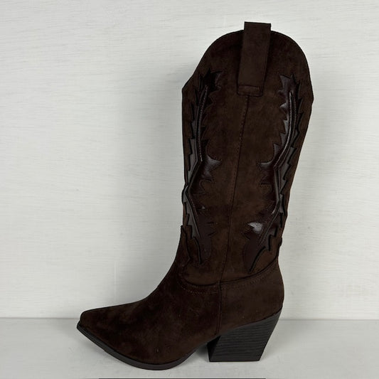 Suèdine cowboylaarzen met gave afwerking bruin