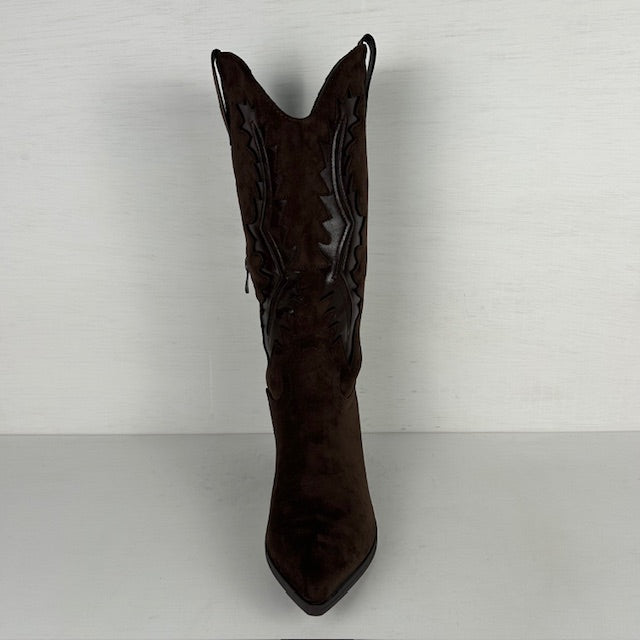 Suèdine cowboylaarzen met gave afwerking bruin