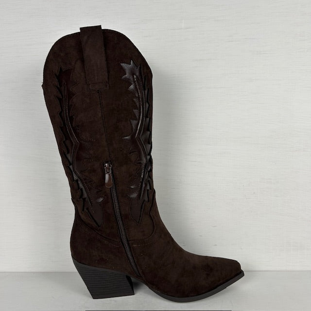 Suèdine cowboylaarzen met gave afwerking bruin