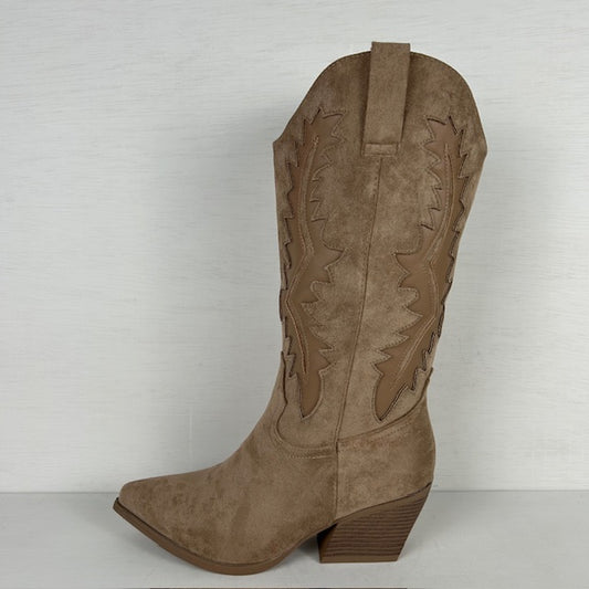 Suèdine cowboylaarzen met gave afwerking khaki